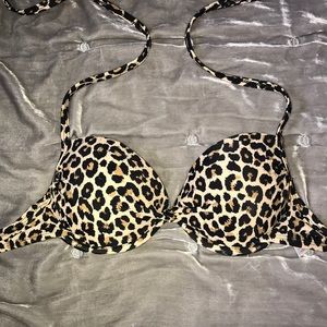 LEOPARD / CHEETAH PRINT PUSH UP HALTER BIKINI TOP